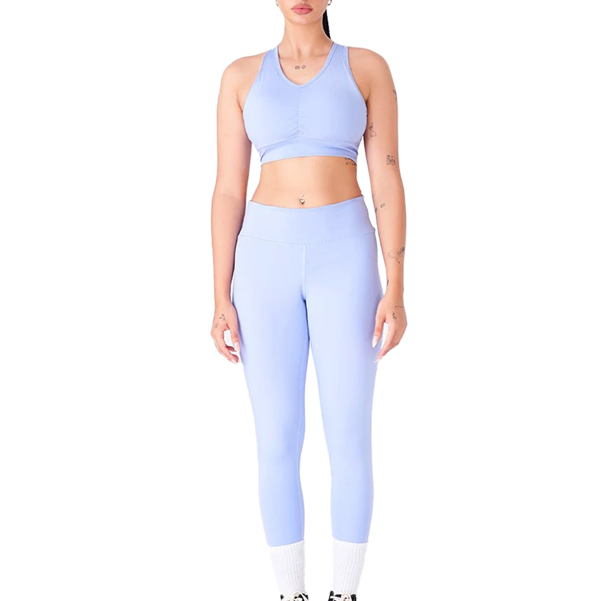 Womens Two Piece Yoga Suit Stretchy High Waist Leggings and Fitness Top for Everyday Exercise