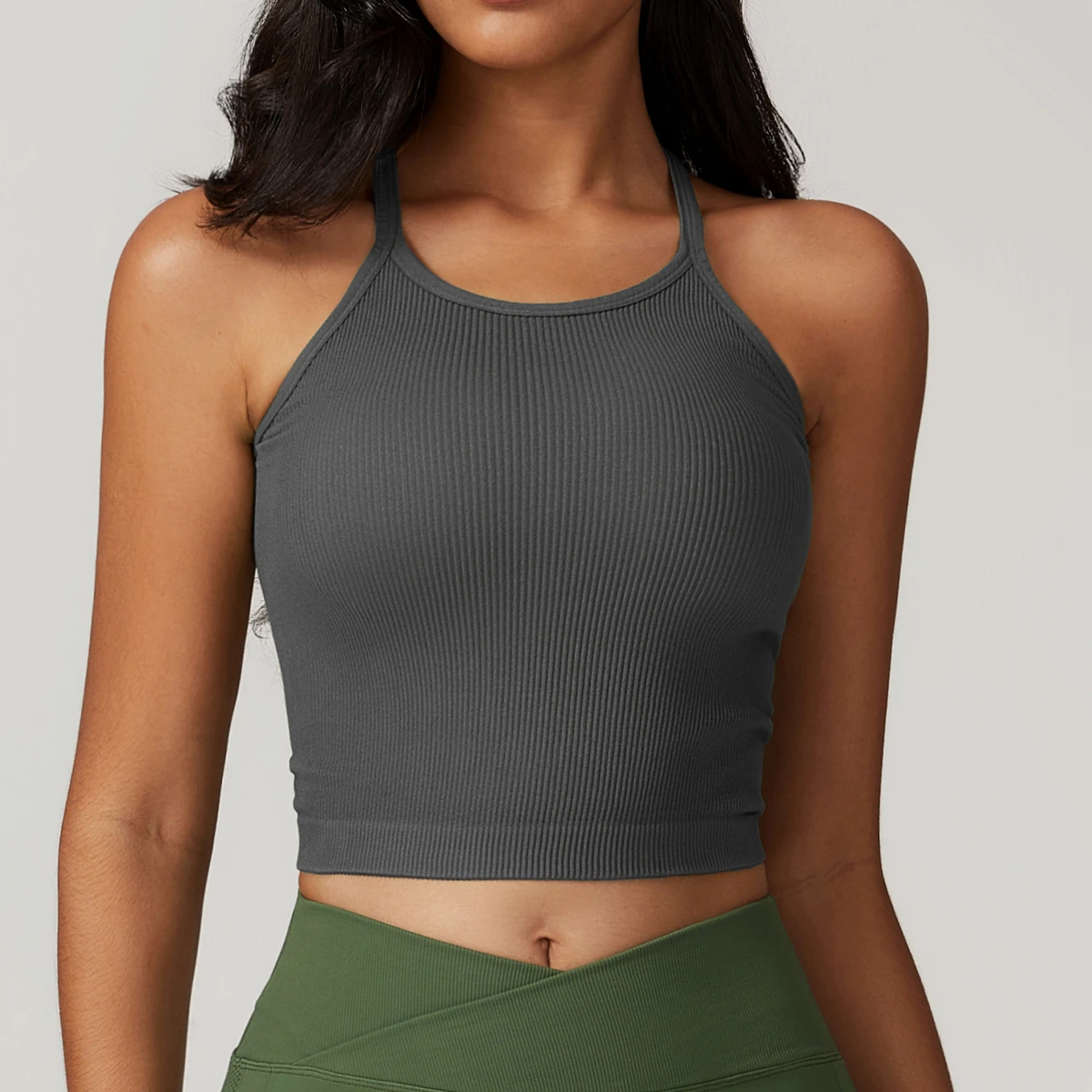 New Style Woman Yoga Gym Vest Custom logo High Elastic Breathable Sleeveless Ribbed Sports Tops Fitness Casual Yoga Tops