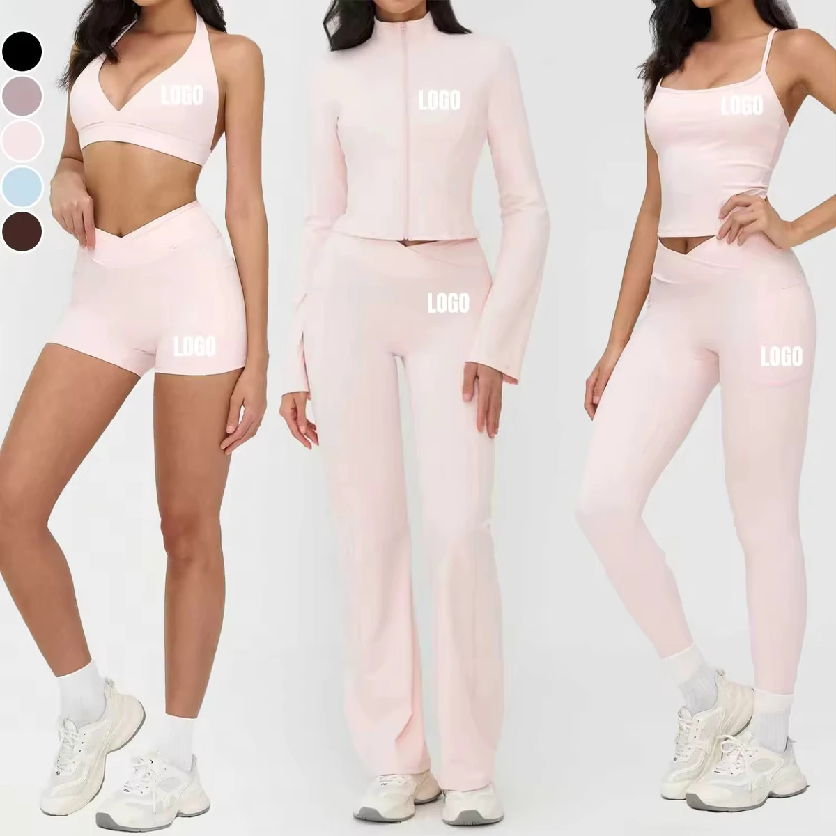 Custom Women 6 Piece Yoga Set Quick Dry Breathable Activewear Tight Fitting Gym Workout Running Sets