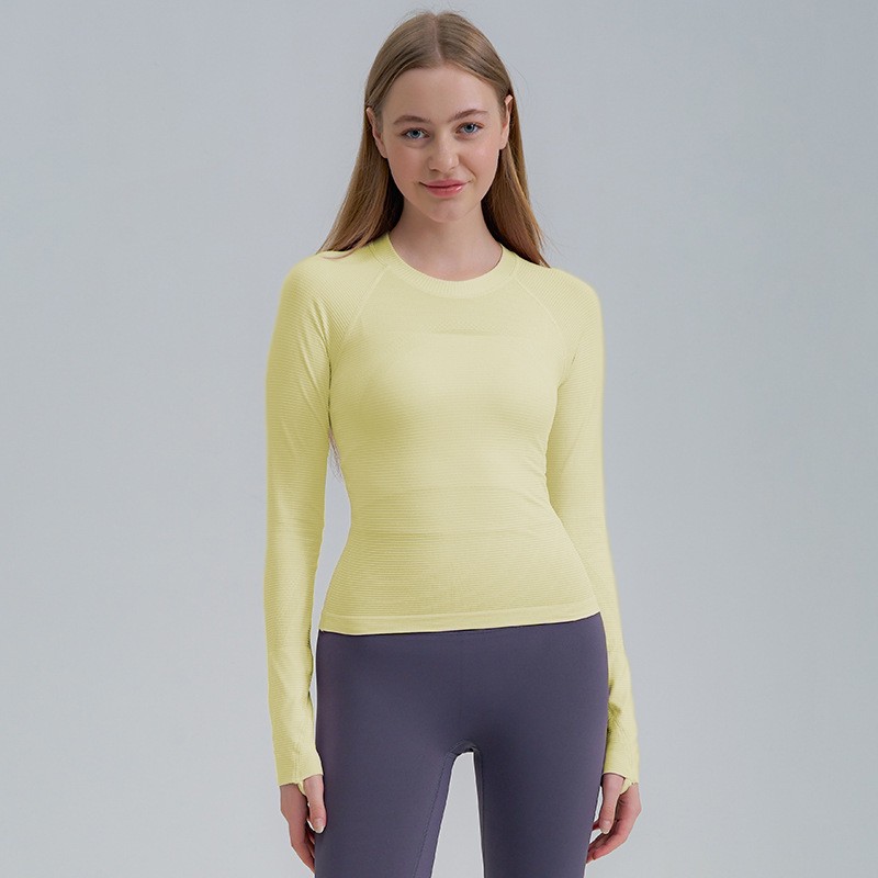 Spring/Autumn Yoga Pilates Quick-Dry Breathable Slim Fit Sportswear Running Outdoor Fitness Tight Long Sleeve Top