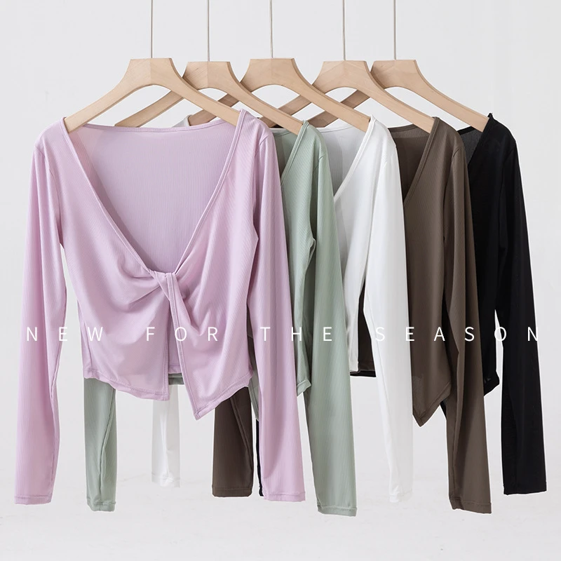 New Arrivals Long Sleeve Breathable Yoga Top for Women Quick Dry Thin Soft Luxury Y2k Pilates Ballet Outfit Crop Top Mujer
