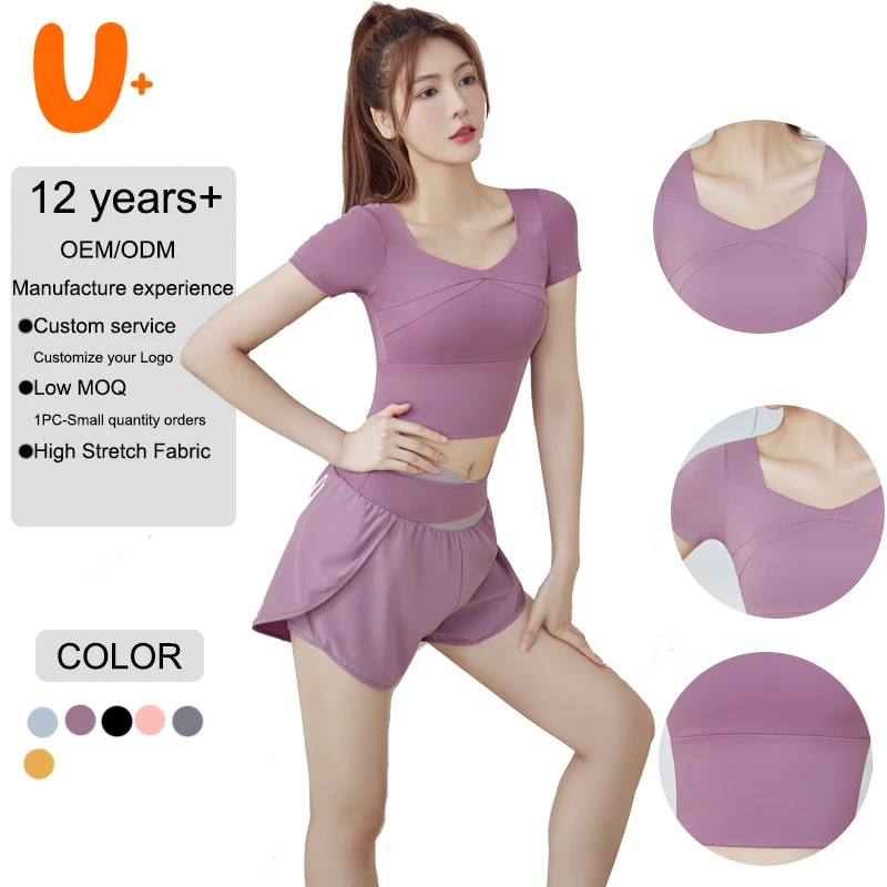 Hot Selling Custom Slim Fit Women Yoga T-shirt Round Neck Yoga T-shirt Quick Dry Breathable Elastic Tight T Shirt