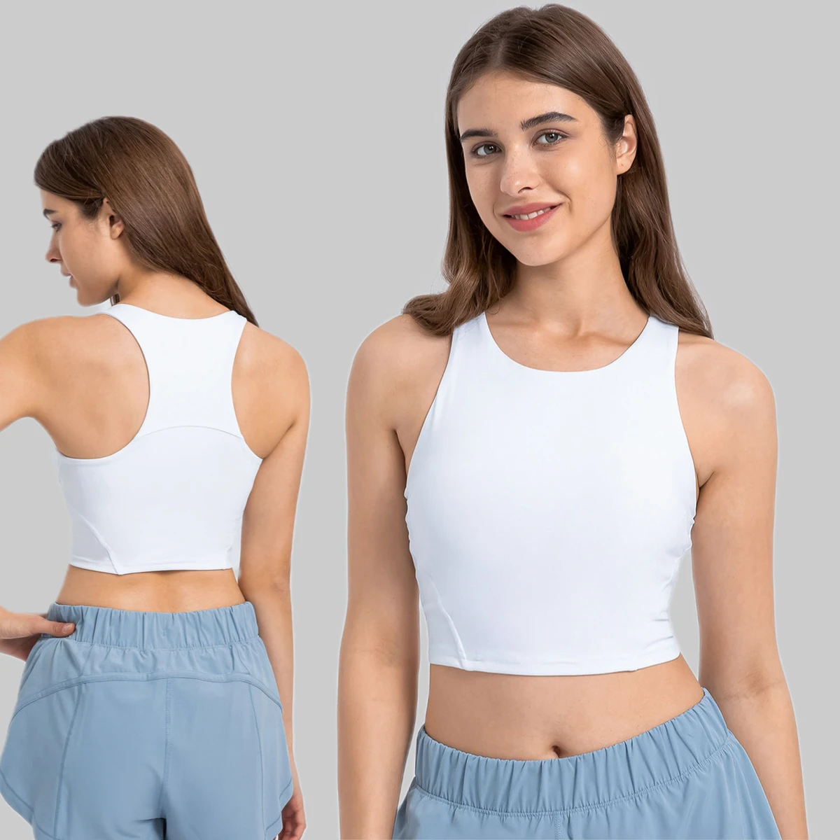 Fashion Explosions Breathable Round Tie Chest Pad Yoga Vest High Support Naked Tight High Elastic Sports Fitness Top Women