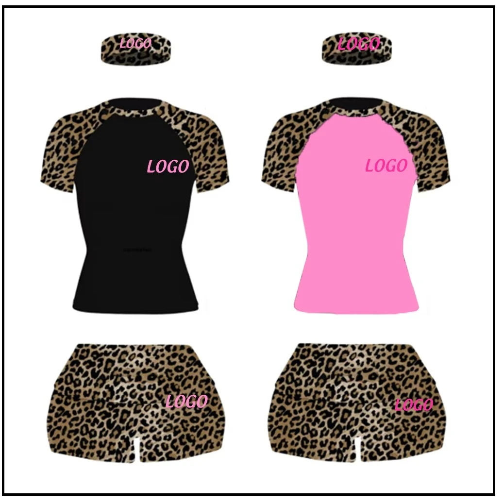 Women Set Lounge Shorts Yoga Set Leopard Cheetah Print Custom LOGO High Quality Shirts Clothing Women Shorts Leggings Set