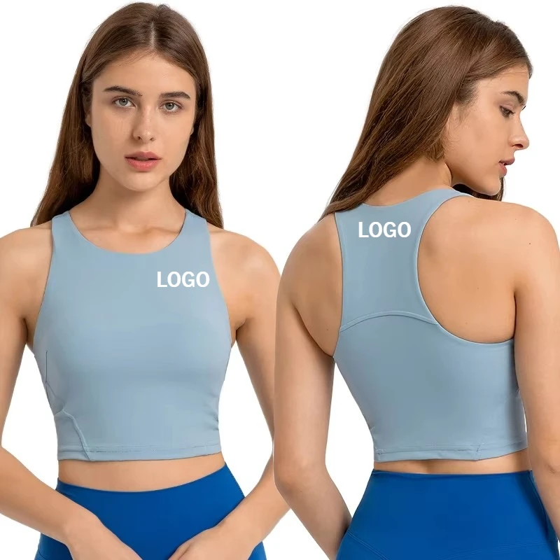 Custom LOGO High Neck Racerback Sports Bra With Padded Naked Feeling Workout Fitness & Yoga Wear Yoga Top