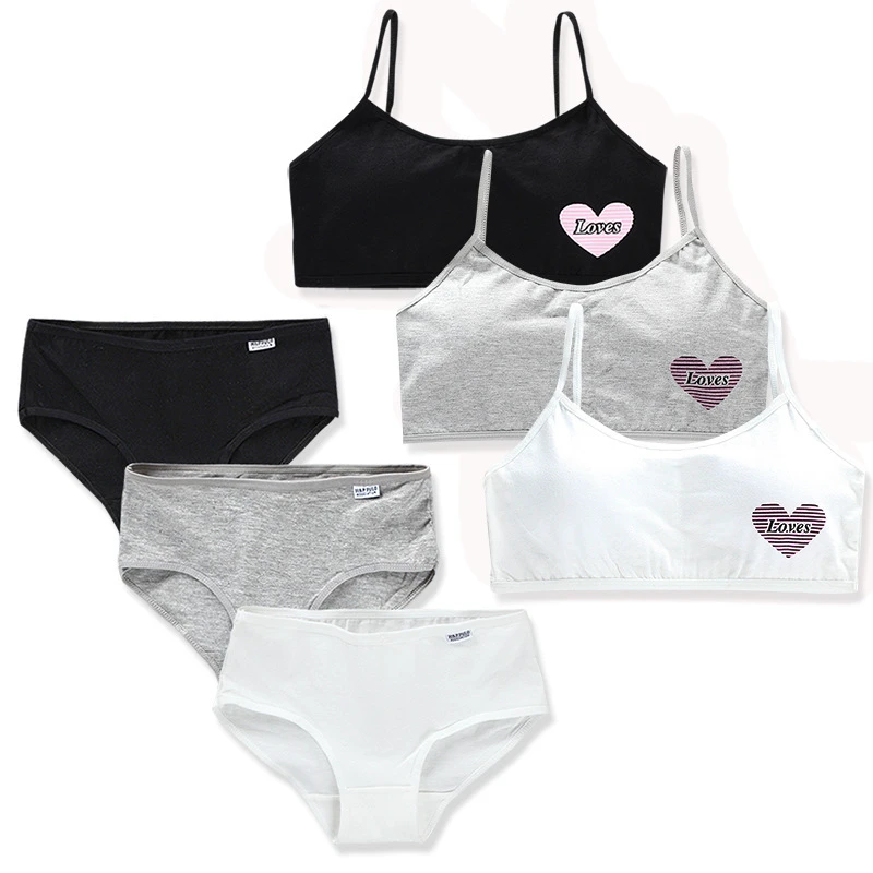 Small Breathable Camisole Cotton Bra Set for Girls Students Children Aged 8 Years Sizes 90-160 In-stock Little Girls'