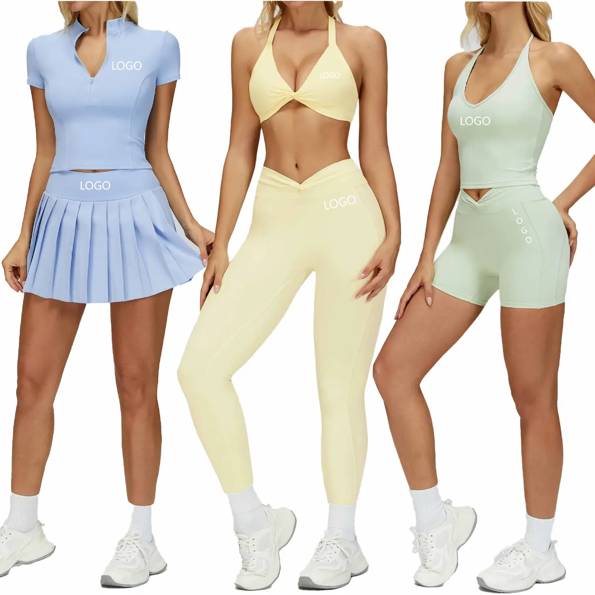 Fashion Barely There Yoga 6-Piece Set Twist Tight Sports Women Outdoor Running Fitness Wear