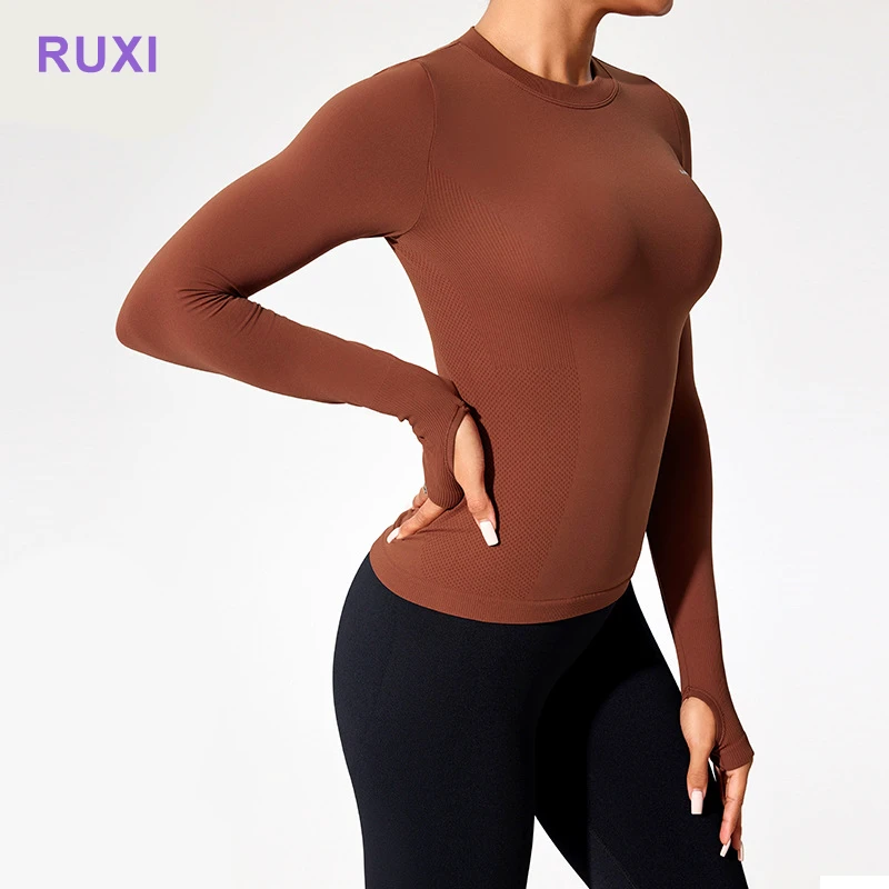 Long Sleeve Sport Sweat Fitness T-shirts Slimming Running T-Shirt Tight Yoga Wear Tops Active Wear Ladies Tight Yoga T-shirt