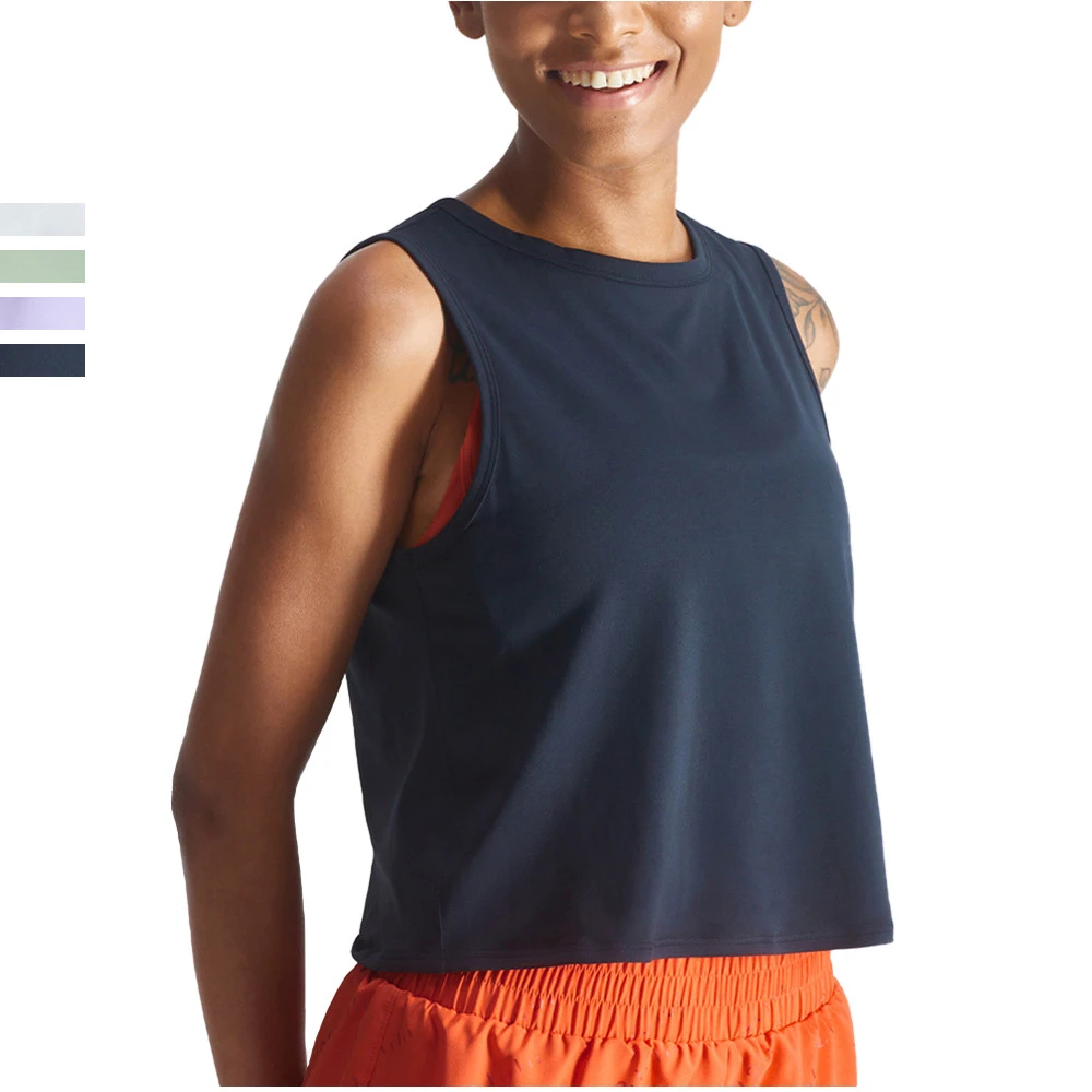 Solid Color Blank Women Loose Cropped Workout Gym Tank Tops Blouse Custom Logo Quick Dry Sleeveless T Shirt Athletic Yoga Vest