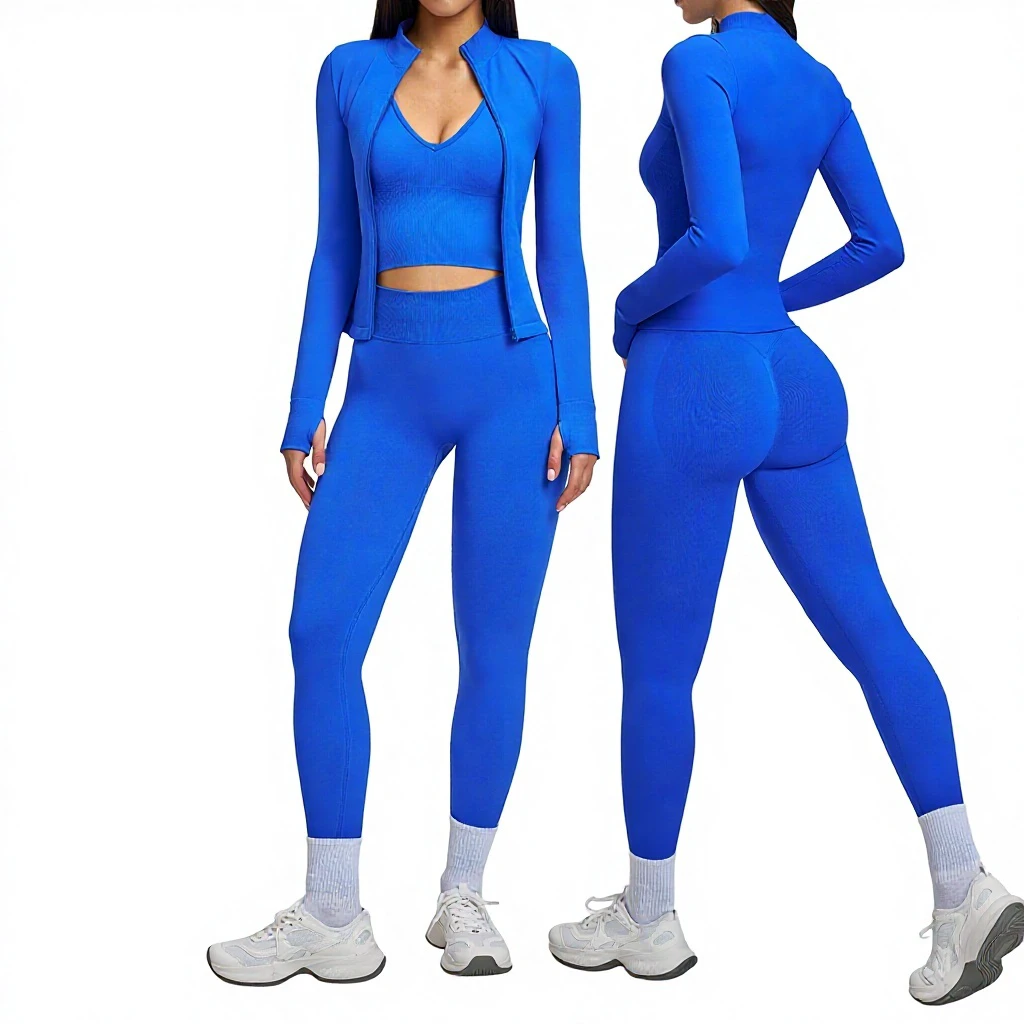 Seamless Plus Size Yoga Bra & Shorts Set High-Waisted Elastic Breathable Quick Dry 3-Piece Fitness Wear for Women Model 5518