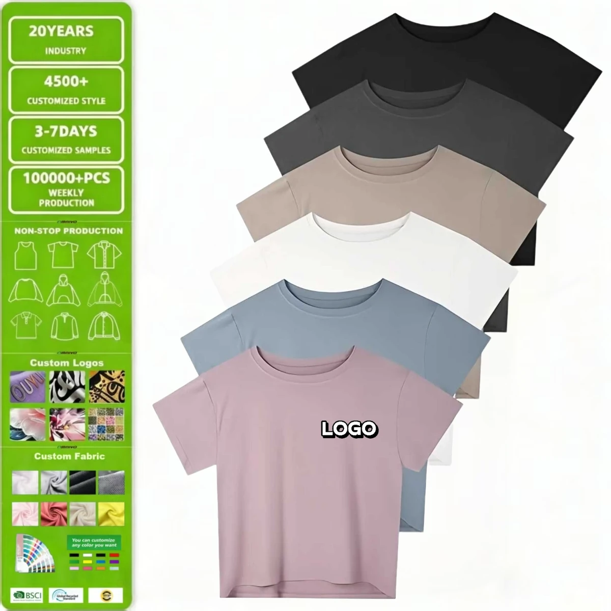 Women's Summer Crop Top Short Sleeve Custom Print logo Workout Yoga Running Gym Casual Tees T-Shirts Loose Fit Streetwear