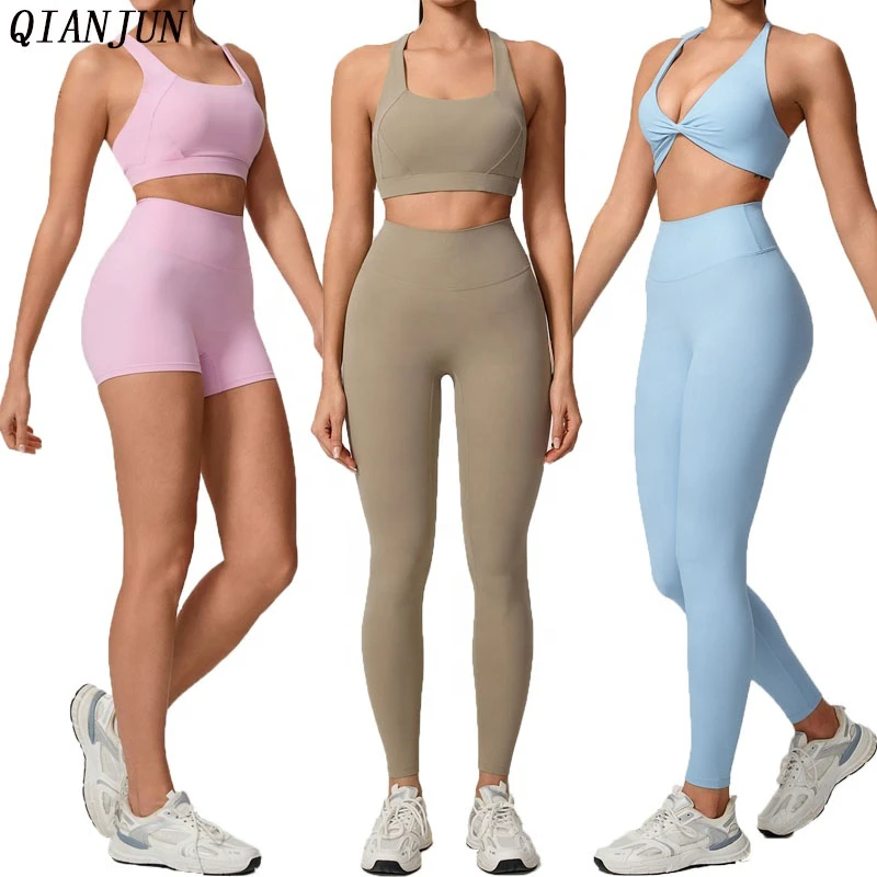 High Quality Skin-friendly Bra Hip Lifting Effect Pants Yoga Sports Training 4-Piece Set Lightweight Gym Workout Set