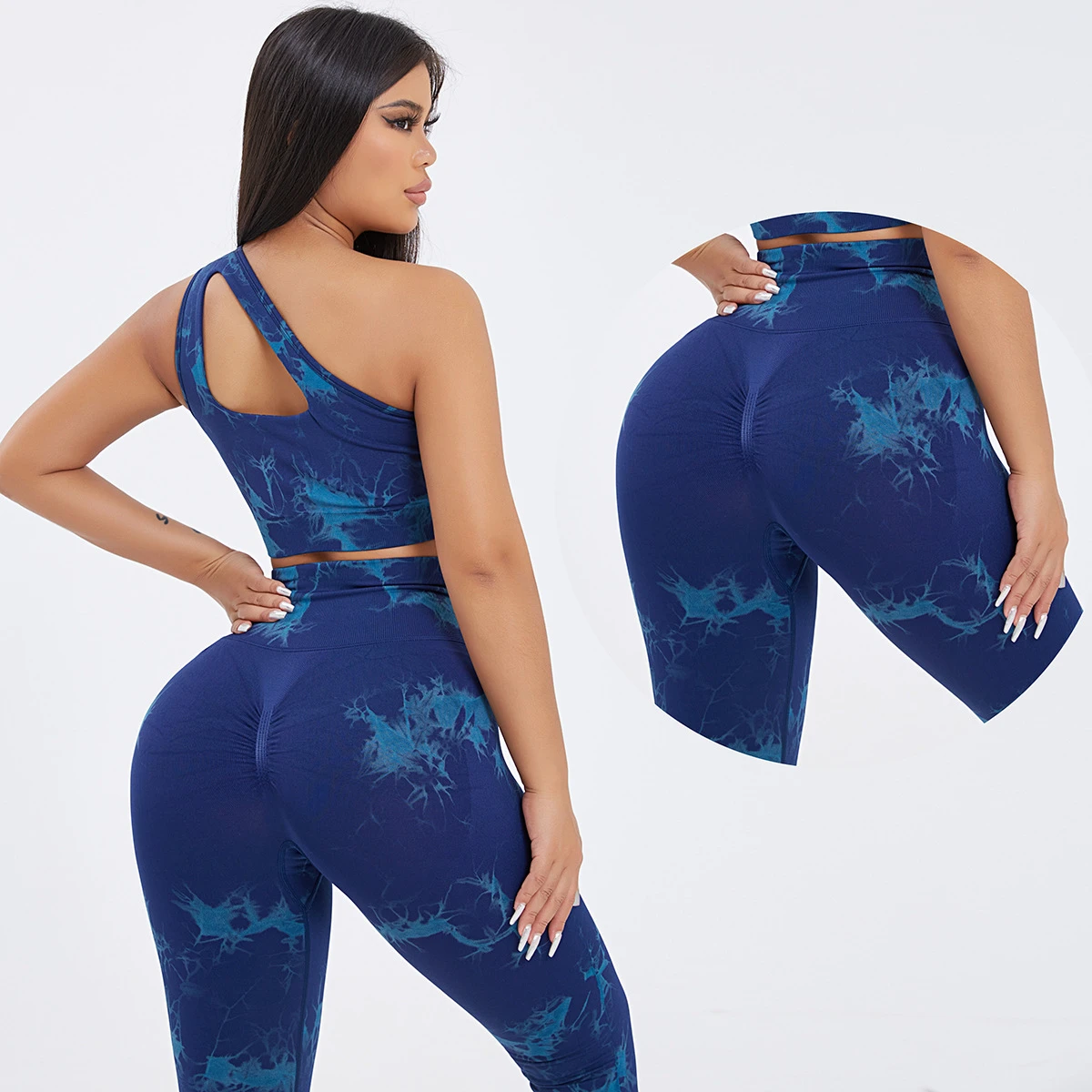 Wholesale Women Fitness Clothing Sportswear Gym Seamless 2 Pieces Set Women Printed Workout Yoga Sets