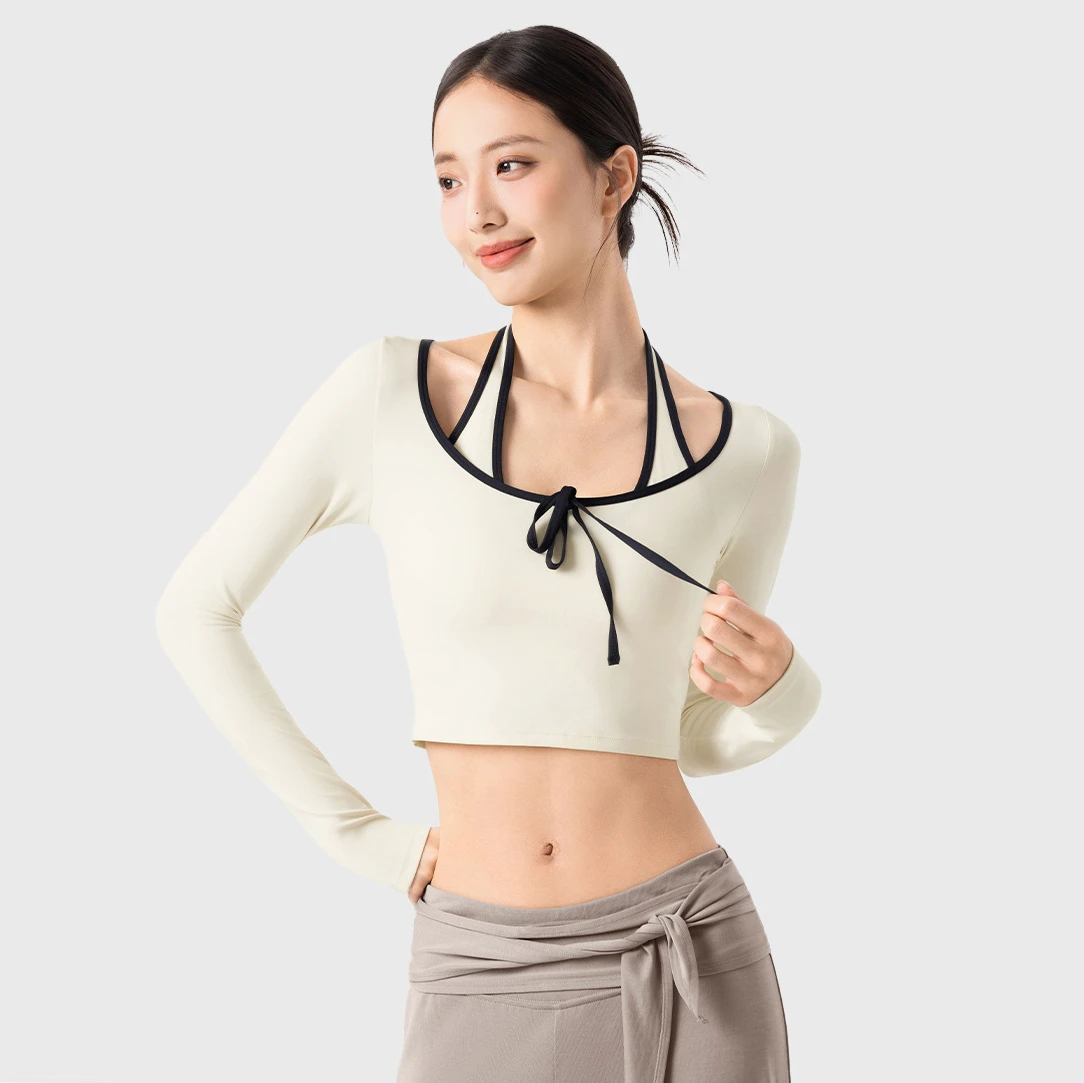XW-DWT125654 High Quality Fashion Lightweight Gym Wear Beauty Back Yoga Tank Top Quick Dry Long Sleeve Workout Tops Women