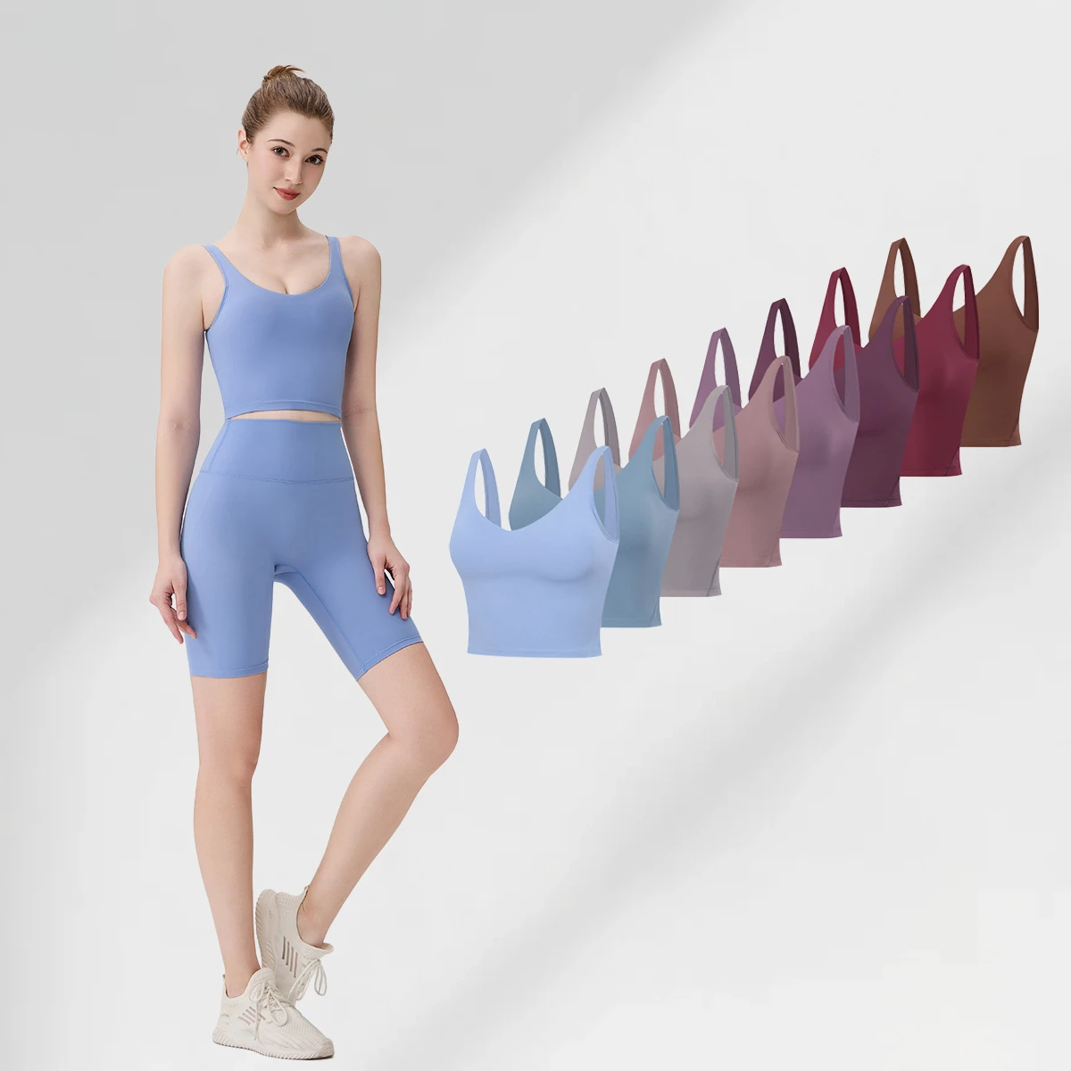 Nude Feel High Support Sports Bra Women Crisscross Back Padded Wirefree Yoga Top Shockproof Fitness Gym Running Wear Custom Logo