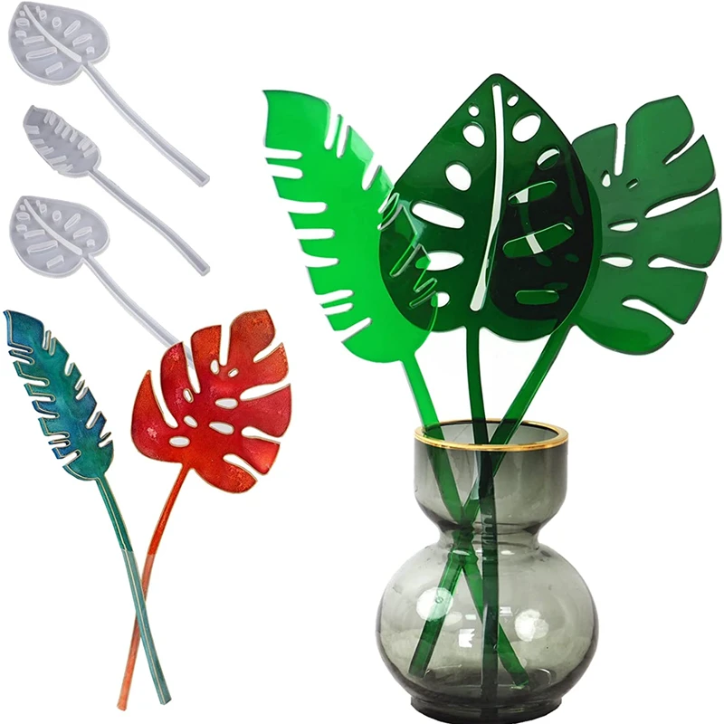 Wholesale Hot Selling Classic Monstera Deliciosa Modeling Silicone Resin Molds, Flower Arrangement Used for Rooms DIY Decoration