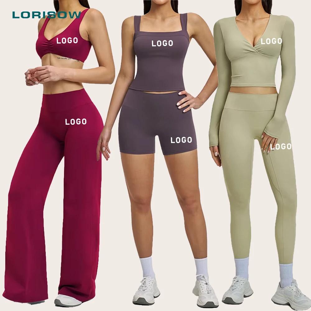 LORISOW Hot Selling Pilates Wear Athletic Wear For Women Outfit Leggings Sexy Fitness Bra Custom Yoga Tank Top Yoga Wear Set