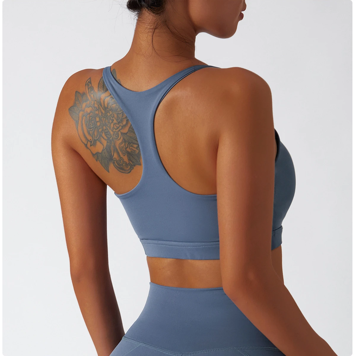 2022 Sustainable Recycled I-Shaped Racer Back Sports Bra for Women Breathable Gym Yoga Tops with Built-in Bra