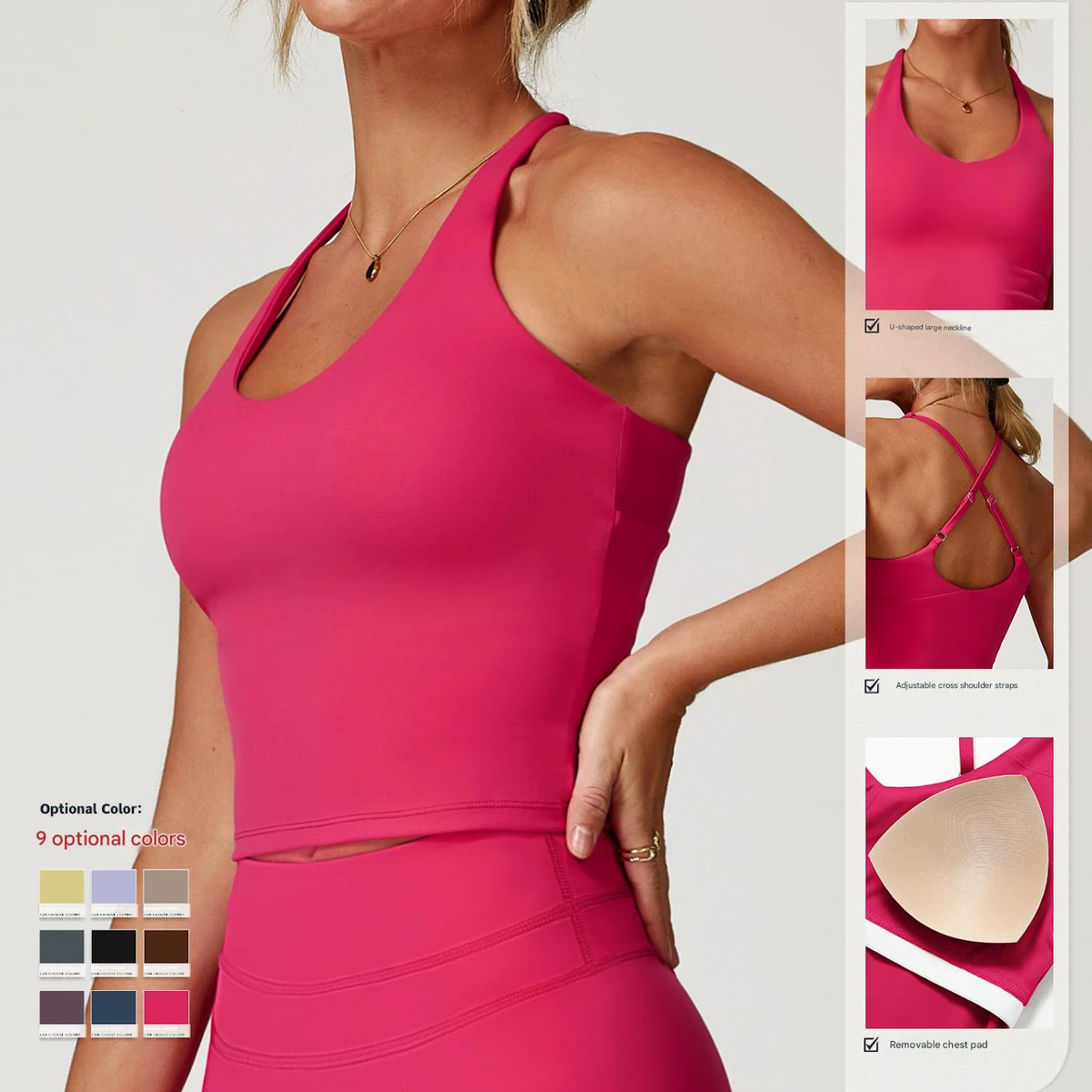 Lanyu Cross Back Yoga Vest for Women Medium Support Sweat-Wicking Spandex/Nylon Yoga Top Brushed Tight Outdoor Sports Bra