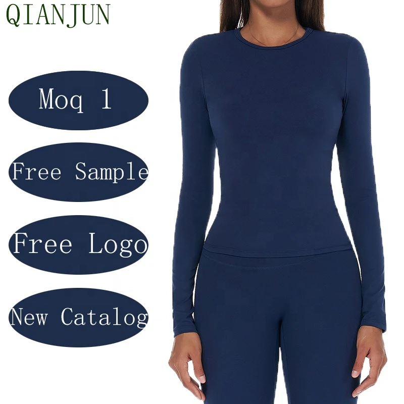 New Arrived Women Long Sleeves Gym Fitness Running T-Shirt Sweatshirt Round Collar Slim Fitting Women Sport Yoga Top