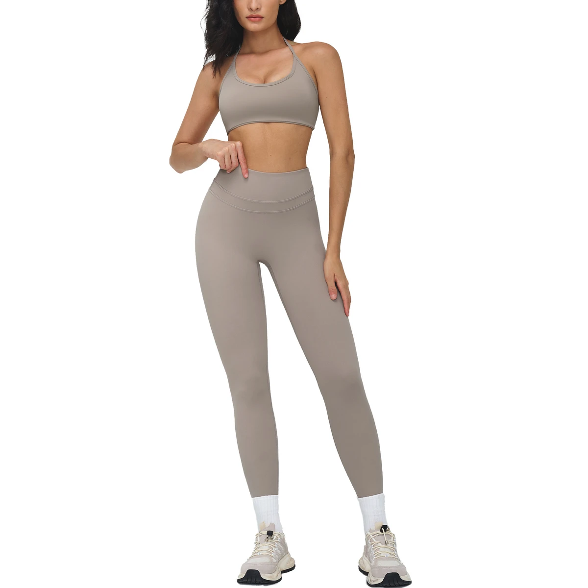 2-Piece Yoga Set for Women Fitness Leggings & Shorts with Solid Pattern Spandex/Nylon Material Breathable & Quick Dry
