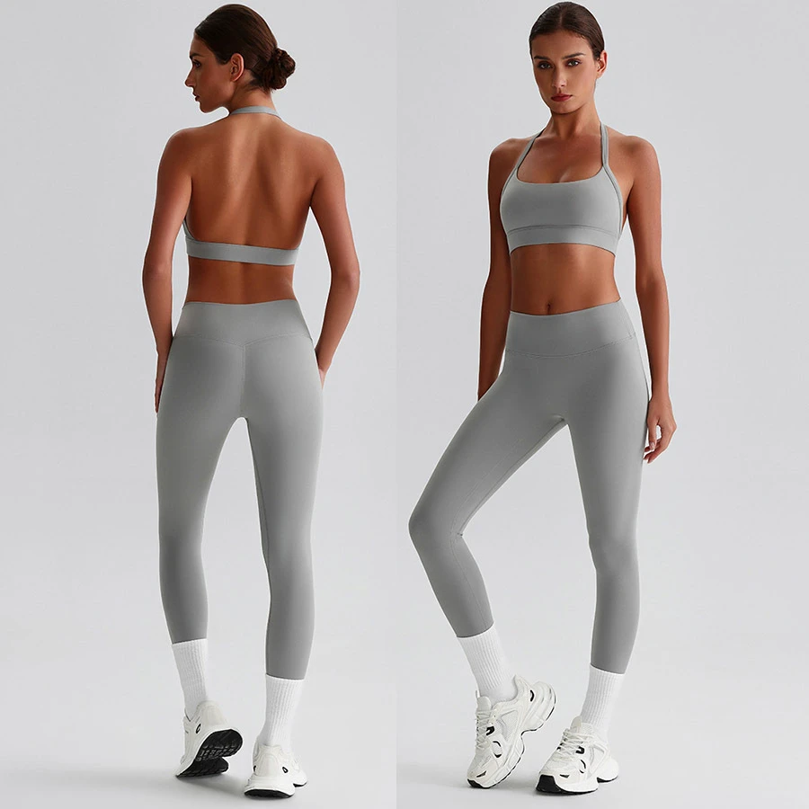 Women Two Piece Yoga Outfit Tight Fit Gym Set Breathable Sportswear Workout Clothes Activewear Running Tracksuit Fitness Apparel