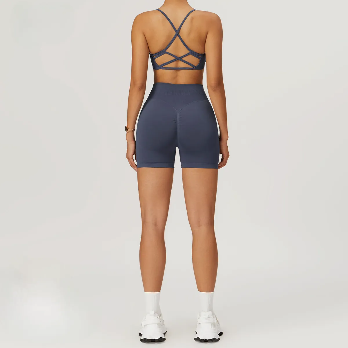 Seamless High Stretch Womens Two Piece Workout Set Halter Sports Bra and Compression Leggings