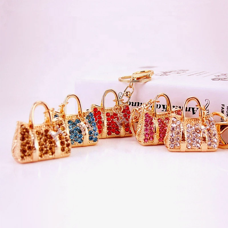 2022 New Wholesale Lovely Handbag Rhinestones Car Keychain