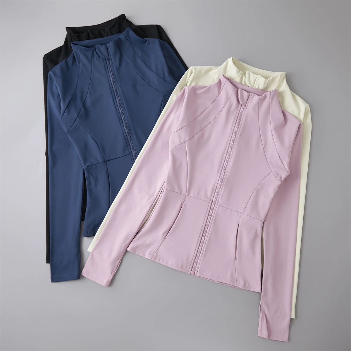 Women's Yoga Clothing Spring Summer Stand Collar Zipper for Jacket Slim-fit Sunscreen High-end Running Sports Fitness Long Top
