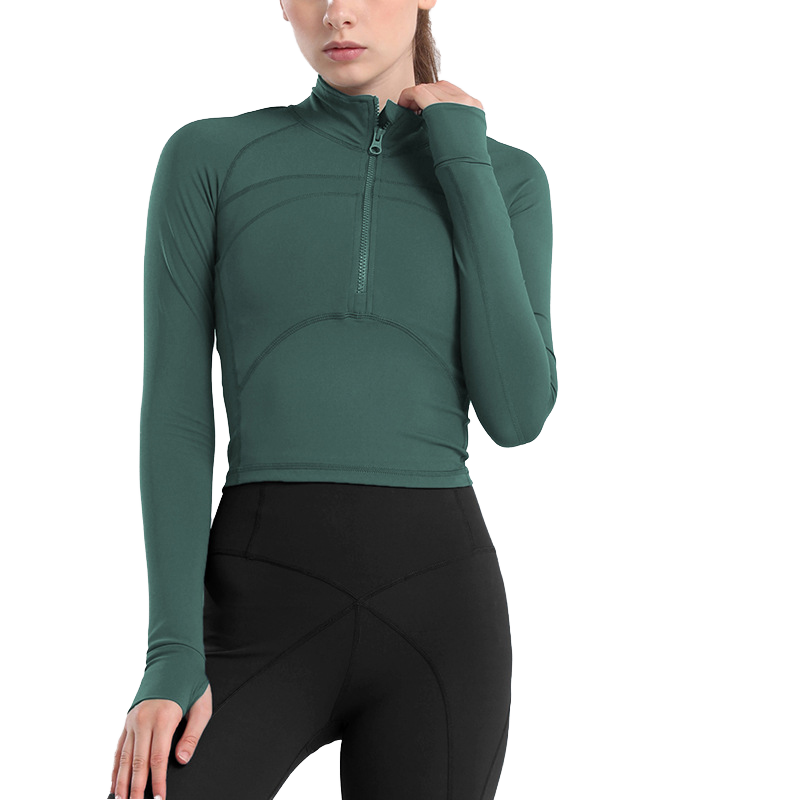 Women Half Zip Yoga Top Long Sleeve Slim Fit Stretch Breathable Activewear Fitness Gym Shirt Comfortable Flexible Front