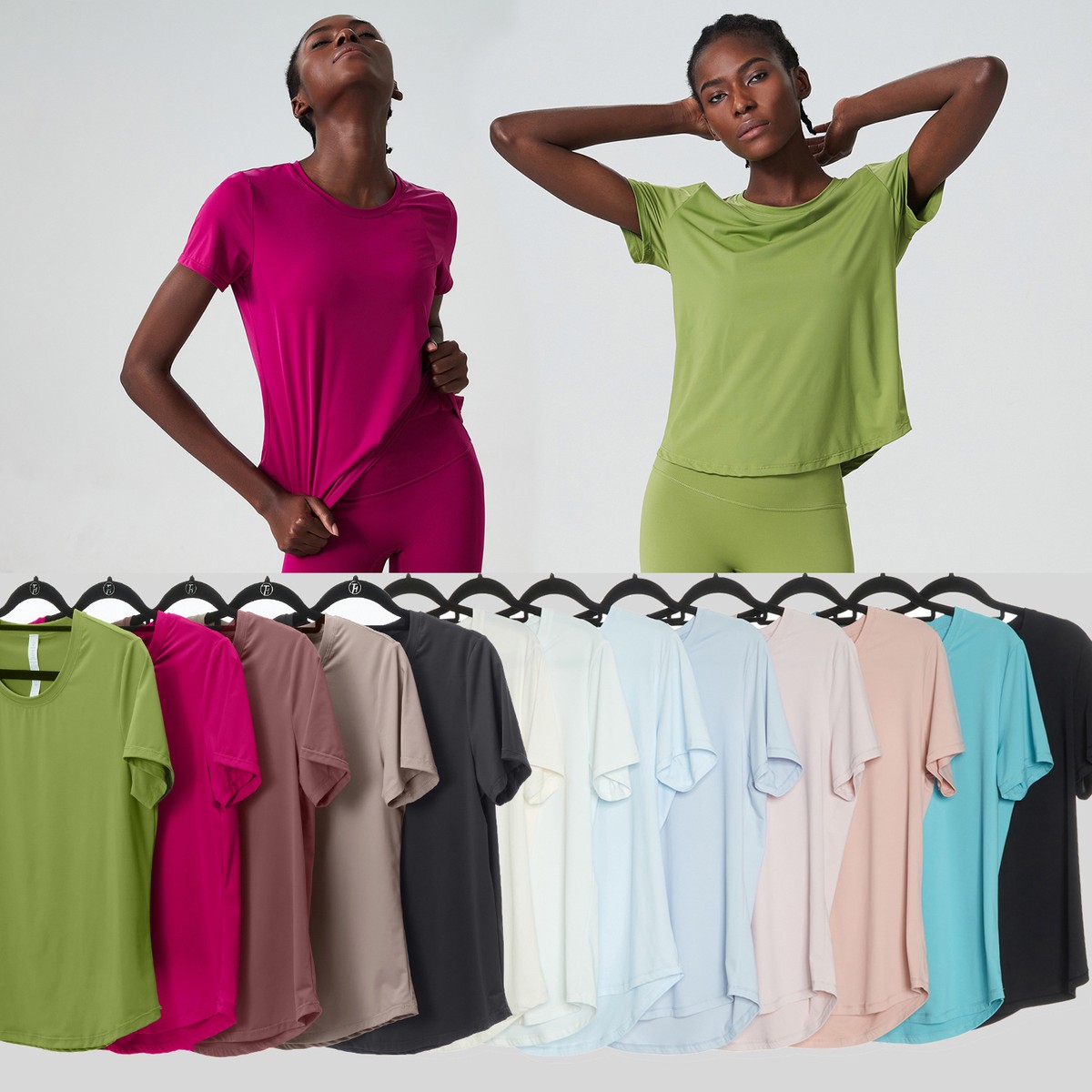 Women's Fitness T-Shirt Summer Sports Top Quick-Drying Breathable Lightweight Yoga Short-Sleeved Design Round-Neck Large Size