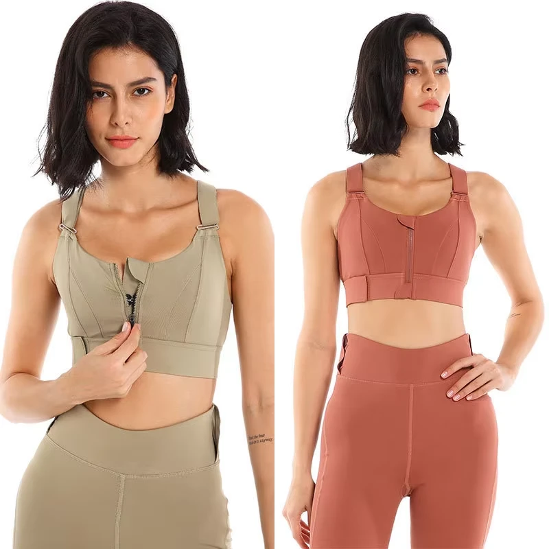 Best Quality Women's Breathable Adjustable High for Yoga & Gym Sport Bra with Zipper and Front Design