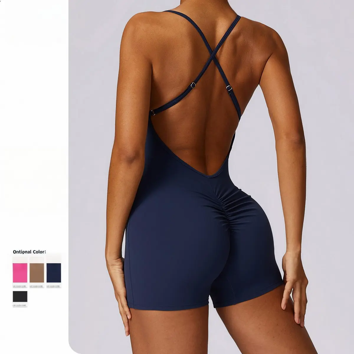 New Arrival Women's One-Piece Sports Bodysuit Backless Fitness Tank Top and Running Shorts Yoga Jumpsuit