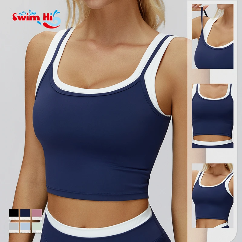 Women's Color Block Sports Tank Top Elastic Soft Slim Fit for Running Fitness Yoga Casual Wear Vest