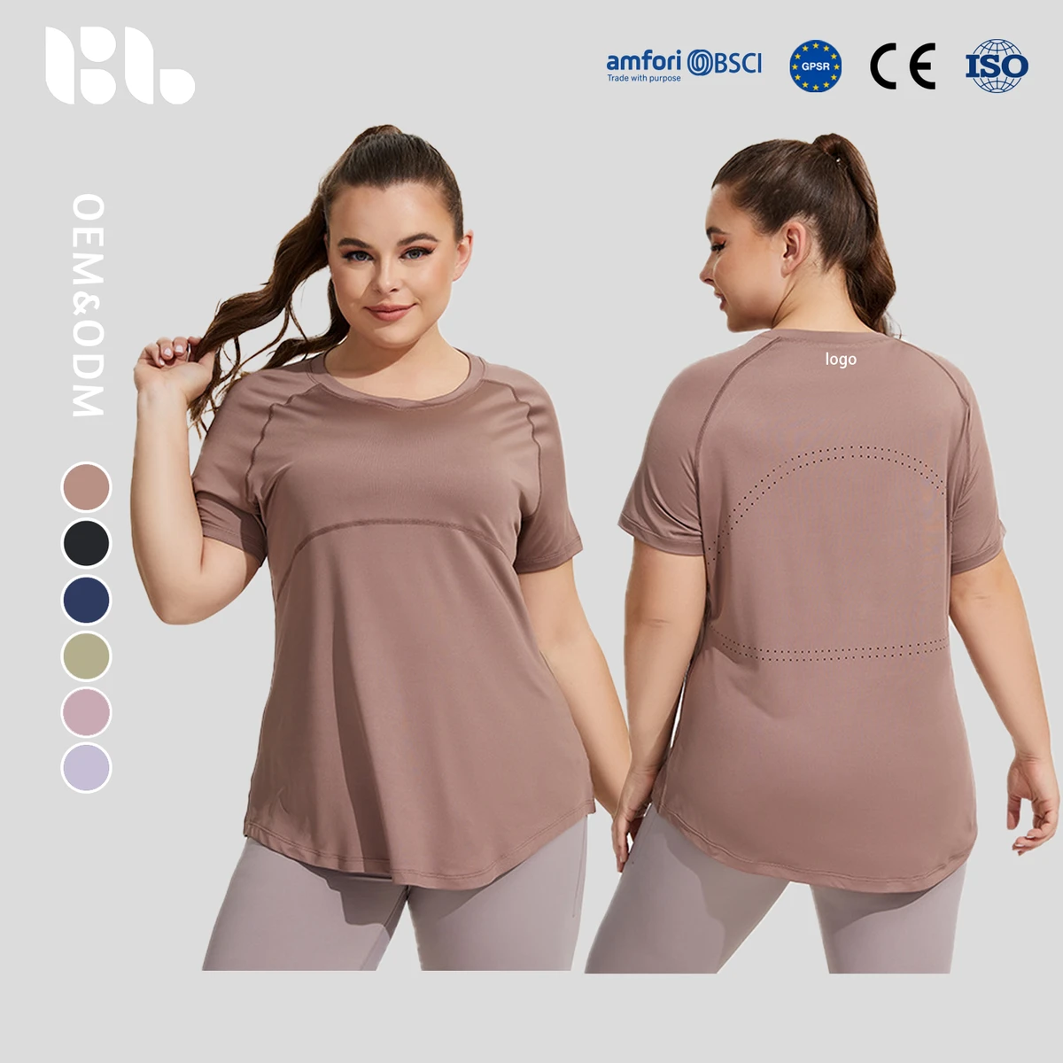 Women's Plus Size Long Hip-Covering Yoga Top, Mesh Open Back Breathable Short Sleeve for Running, Workout & Sports