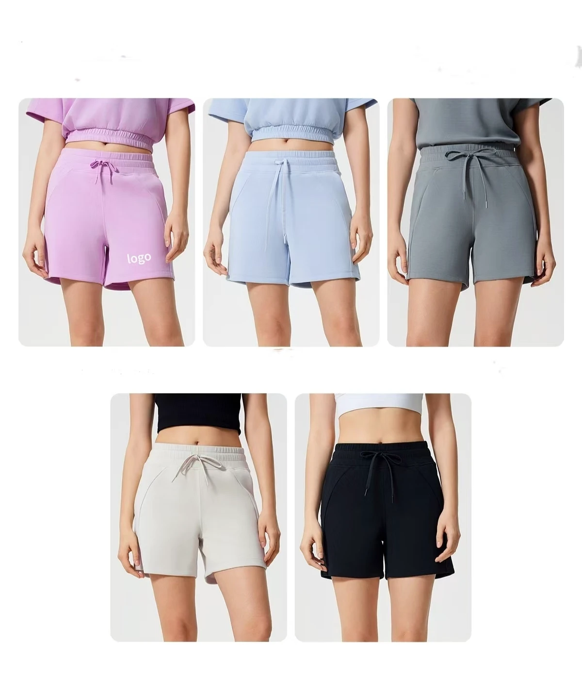 Women's Two-Piece Summer Casual Sport Outfit Fashionable Solid-Color Design Cloud-Like Air Layer Loose Fit Slim Silhouette Yoga
