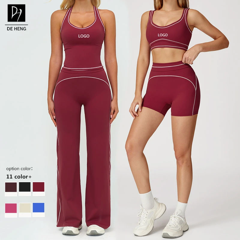 5 Pieces Woman Plaid Color Blocking Heart Print Active Wear Shorts Women's Workout Pilates Yoga Sportswear Set