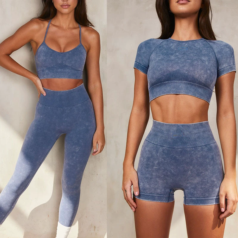 Women's Plus Size Two-Piece High-Waist Yoga Suit Set Crew Neck Bra Solid Breathable Seamless Four-Way Stretch Eco-Friendly SMART