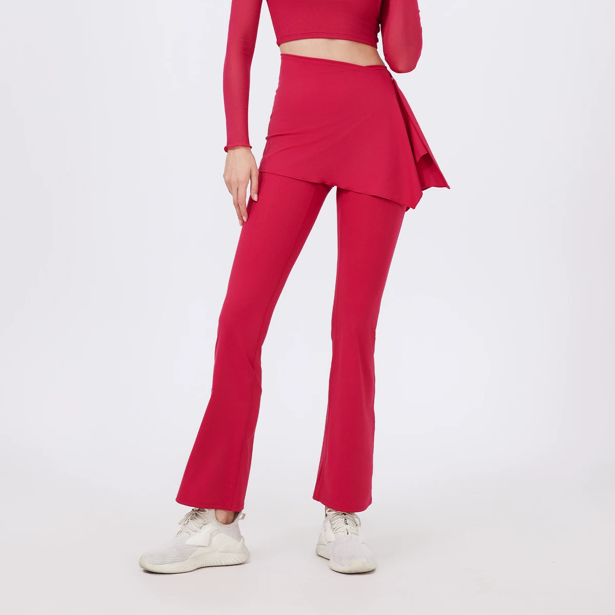 Two-piece Set High-waist Ruched Hip-lifting Solid Tummy Control Nude-feel Yoga Pants Butt Flap Suitable Outdoor Running