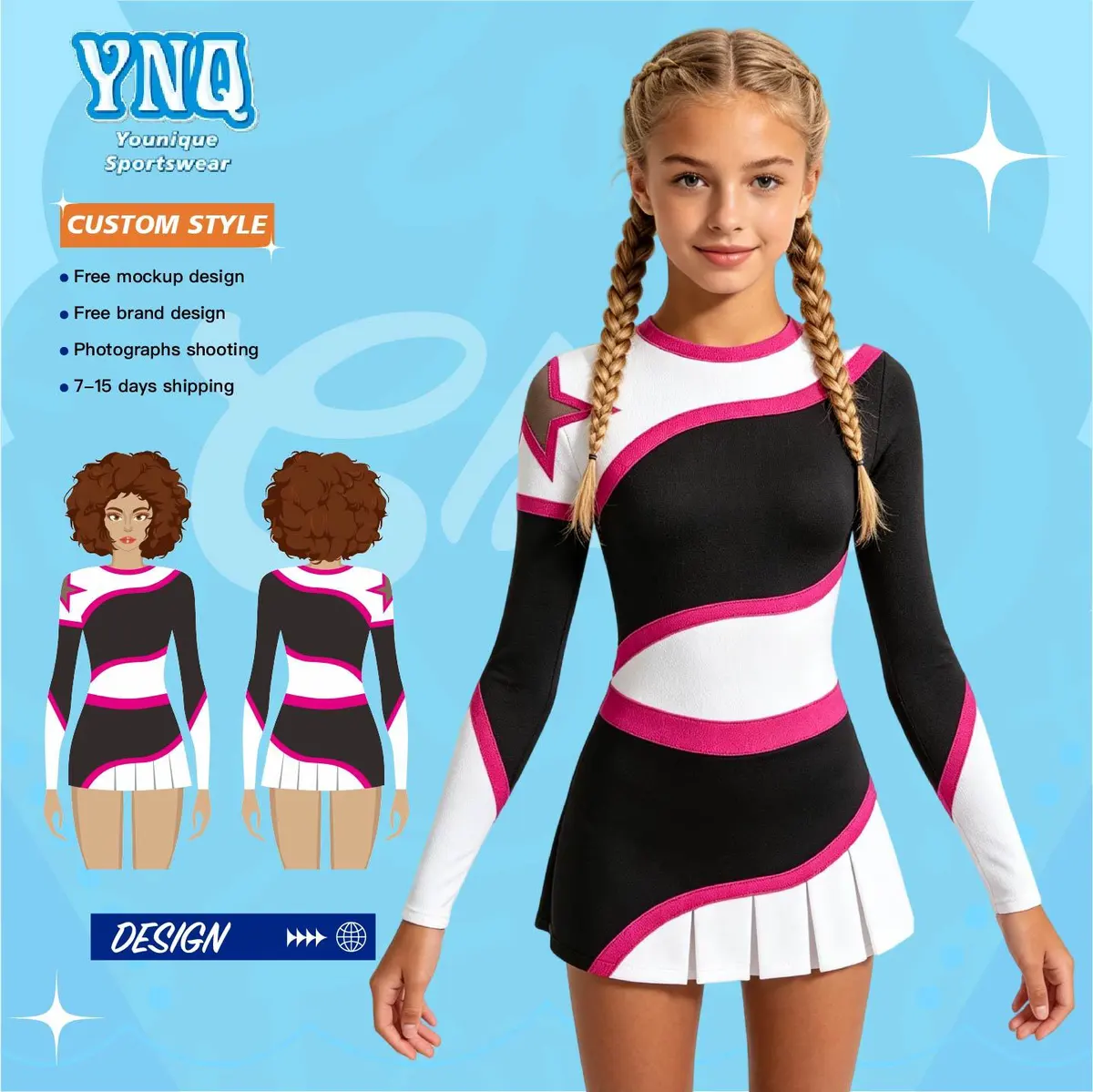 Unisex Cheer Crop Top and Short Comfortable Practice Wear for Children Sparking One-Stop Service Outfits for Girls