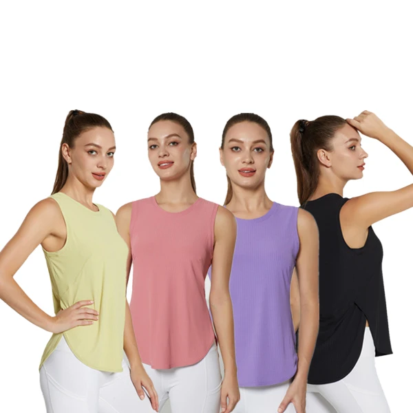 PR001 Quick Dry 95% Polyester 5% Spandex Tank Top Breathable Gym Sport Fitness Yoga Women Girl Sleeveless Blouse Vest