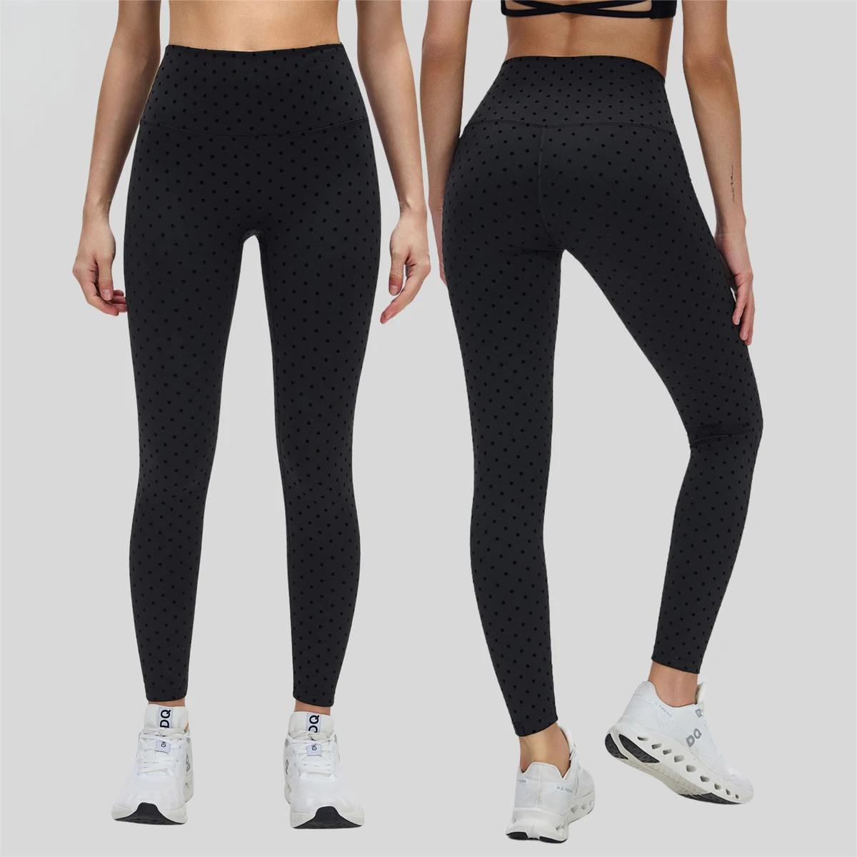 USA Oversea Solid Spandex/Nylon High Waist Elastic Waist Full Length Quick Dry Seamless Breathable Plus Size Yoga Legging Set