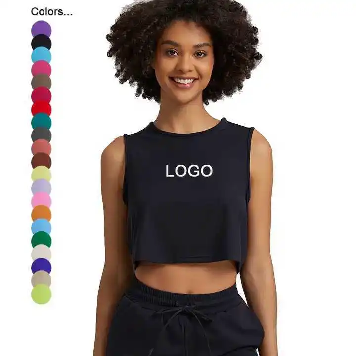 QUICK DRY Solid T-Shirts Sports Girls Summer Blank Fitted Fitness Crop Top Workout Womens Gym Tank Yoga Tops for Women