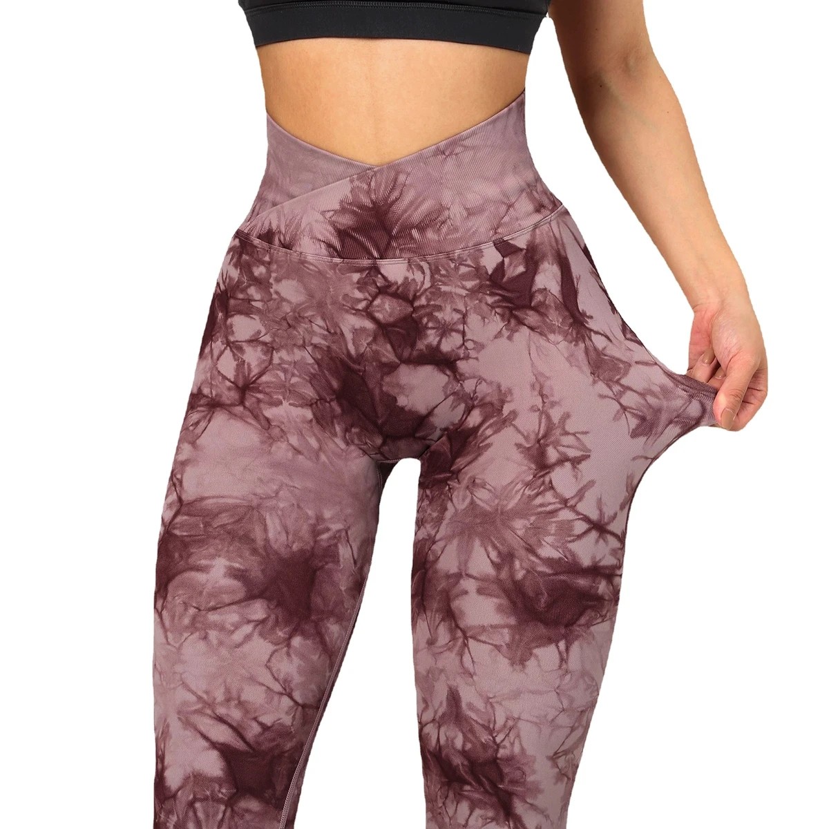 Tie Dye Gradient Color Leggings Women High Waist Push up Seamless Legging Workout Running Fitness Leggins Women's Pants Pink L