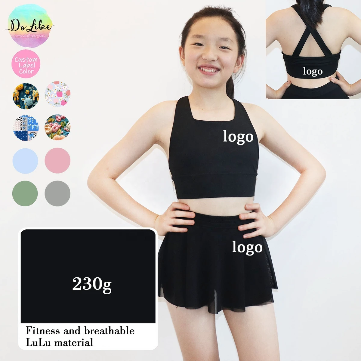 Custom Kids Sports Children's Set Youth Clothes Fitness&Yoga Active Wear Girls Suit Lulu Wholesale Clothing
