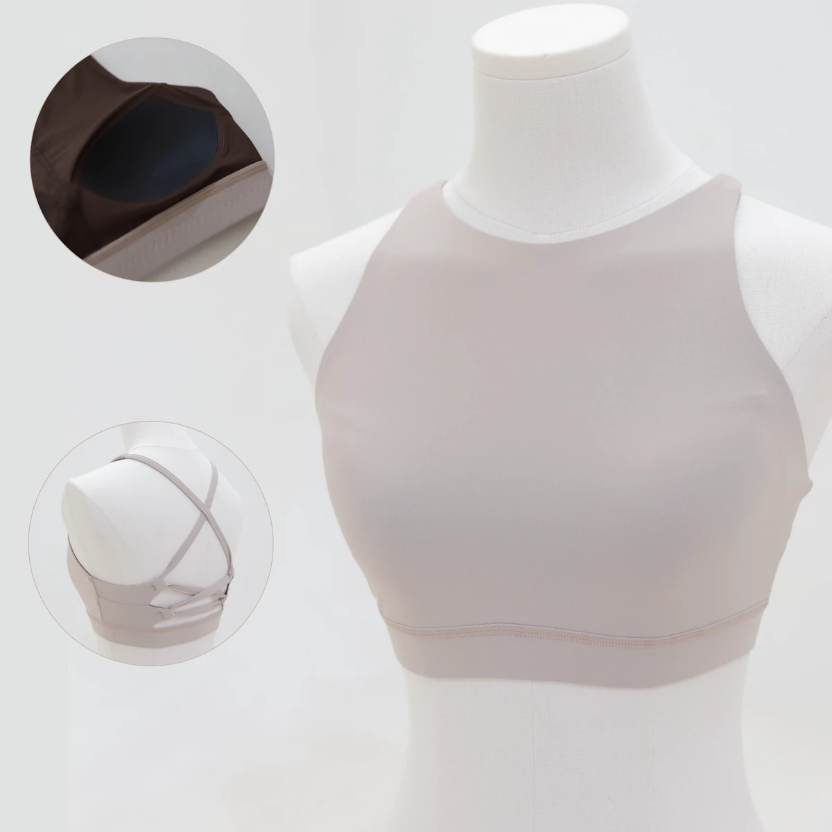Light Weight Support Taiwan Supplier Spandex/Nylon Cross Back Yoga Sport Bra with Plaid Pattern Non-adjusted Straps for Women