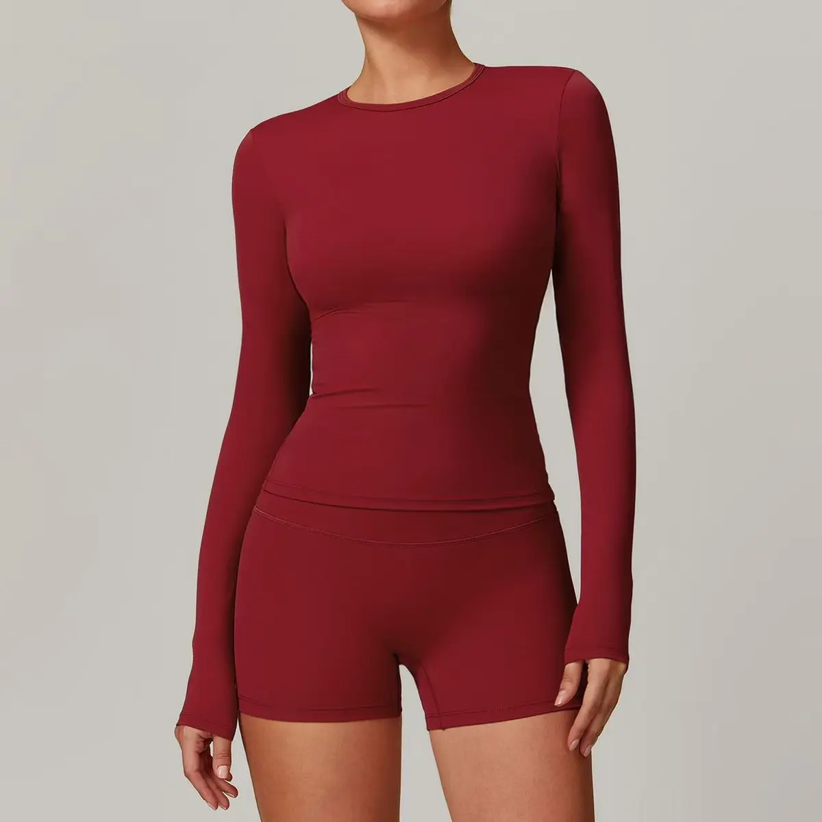 Women's Compression Gym Yoga Sports Wear Breathable Eco-Friendly Mesh Comfortable Regular Active T-Shirt Long Sleeve Top