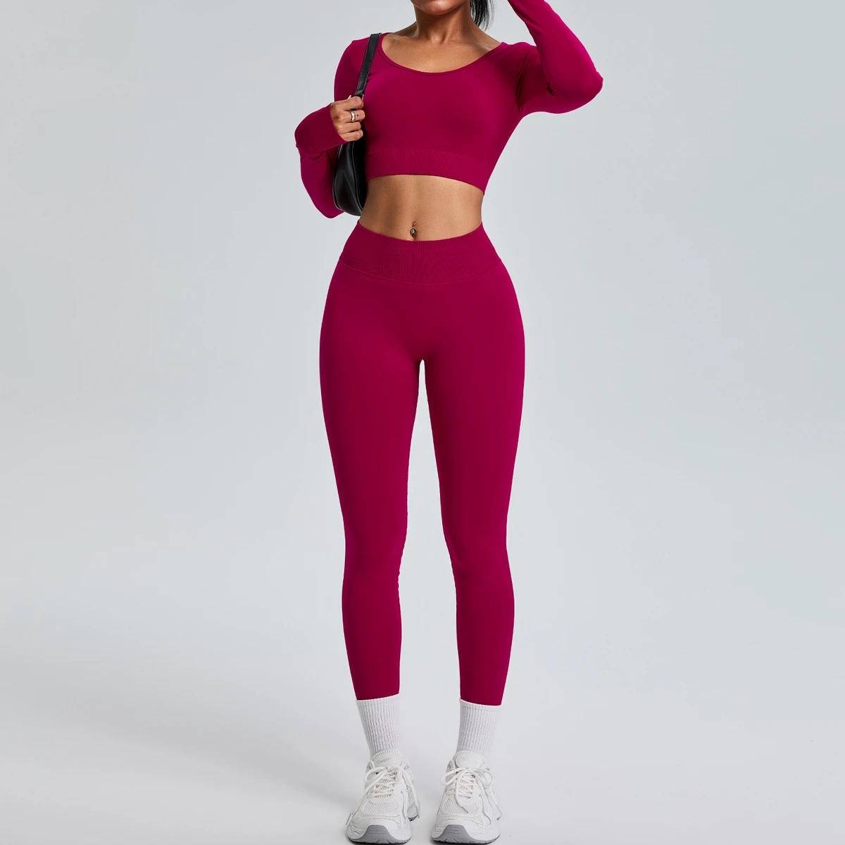 Quick Dry Workout Gym Shorts Workout Running Leggings Women Yoga 2 Piece Sports Bra Long Sleeve Top Sportswear Gym Fitness Sets