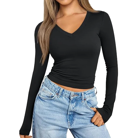 Women's Lightweight Nylon Yoga Tops Breathable Plus Size Quick-Drying High-Elasticity Long-Sleeved Fitness Regular Fit Front