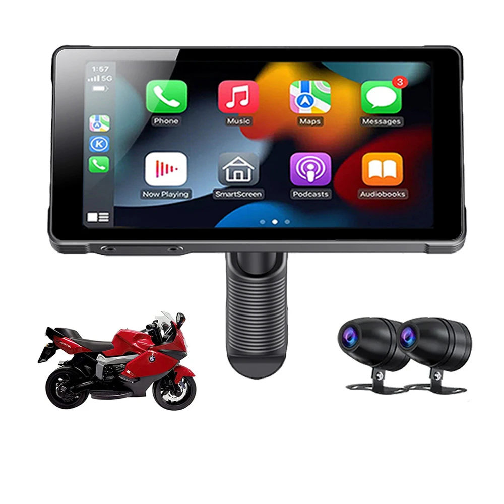 Motorcycle Carplay Navigation with 5.5 Inch Touch Screen and Wireless Bluetooth Carplay for Easy Recording and AI Assistant